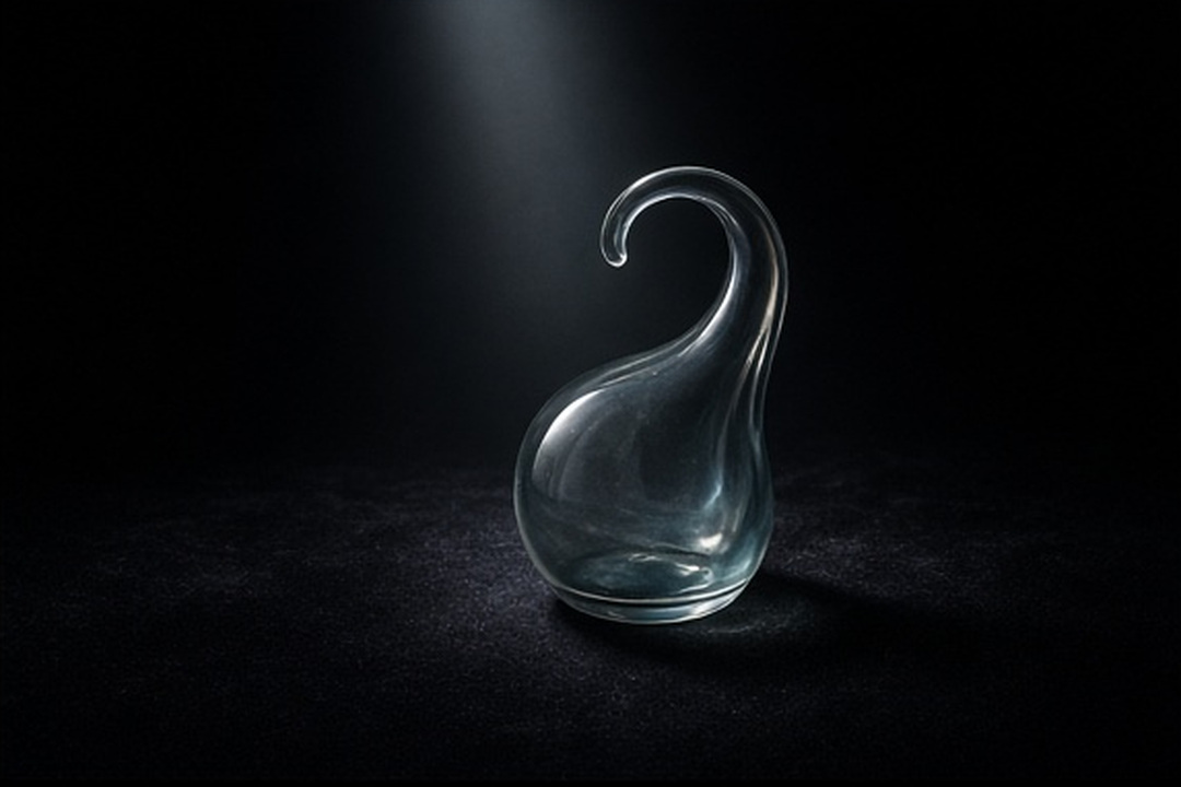 A bright beam passing around an empty glass counterform