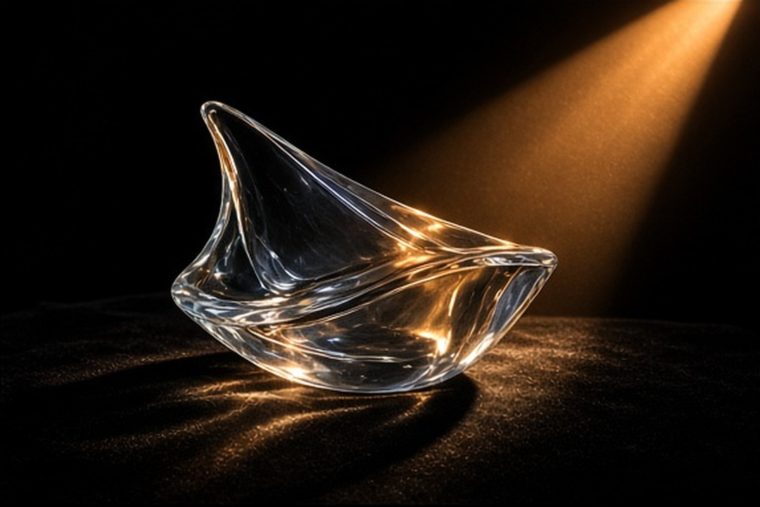 A cobalt-lit glass threshold