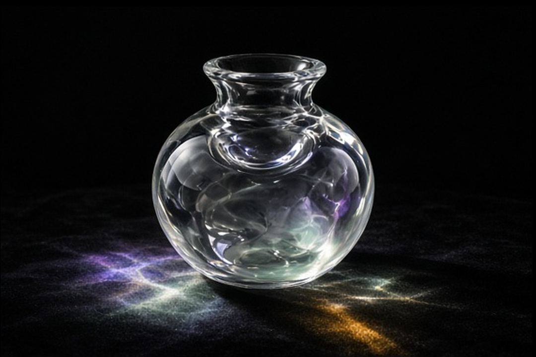 A glass form lit from beneath
