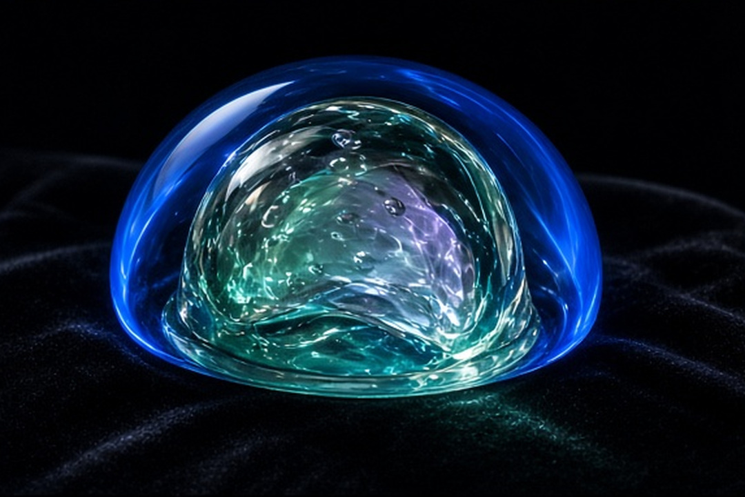 A beam held within a clear glass boundary
