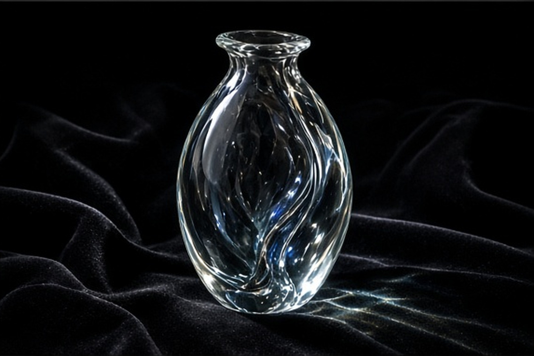An empty optical-glass vessel with no narrative inside